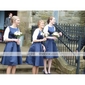 A-line Square Knee-length Satin Bridesmaid/ Wedding Party Dress