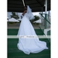 A-line/ Princess Strapless Cathedral Train Chiffon Over Satin Wedding Dress With Ruched Waist