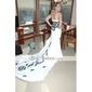 Taffeta Strapless Trumpet Wedding Dresses with Beaded Lace 