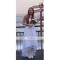 A-line Strapless Asymetrical Tulle Over Satin Wedding Dress