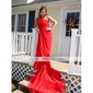 Chiffon Sheath/ Column One Shoulder Court Train Evening Dress inspired by Cat Deeley at Emmy Award