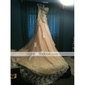 A-line Strapless Cathedral Train Taffeta Wedding Dress with Flowers