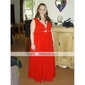 A-line V-neck Floor-length Chiffon Over Elastic Satin Bridesmaid/ Wedding Party Dress