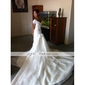 Trumpet/Mermaid Off-the-shoulder Organza Over Satin Wedding Dress With Removable Chapel Train 