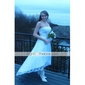 A-line Strapless Asymetrical Tulle Over Satin Wedding Dress