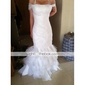 Trumpet/ Mermaid Off-the-shoulder Floor-length Satin And Tulle Evening Dress inspired by Heidi Klum at Golden Globe