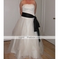 palla abito senza spalline in raso pavimento-lunghezza abito da sposa in tulle