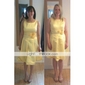 A-line Square Knee-length Satin Bridesmaid/ Wedding Party Dress