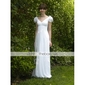 Chiffon Sheath/ Column V-neck Short Sleeve Floor-length Evening Dress