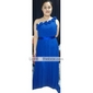 Sheath/Column One Shoulder Floor-Length Chiffon Over Stretch Satin Bridesmaid Dress  