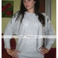 Gray Shoulder Beaded Long Sleeves Slit Neckline Longline Sweater / Women's Sweaters (FF-Y-BI1088002)