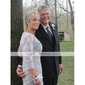 Sheath/ Column V-neck Knee-length Chiffon Lace Mother of the Bride Dress