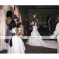 Trumpet / Mermaid One Shoulder Chapel Train Satin Taffeta Wedding Dress With 3D Floral