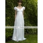 Chiffon Sheath/ Column V-neck Short Sleeve Floor-length Evening Dress