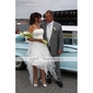 A-line / Ball Gown Strapless Asymmetrical Satin Organza Wedding Dress