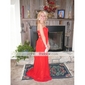 Sheath/ Column Sweetheart Sweep/ Brush Train Chiffon Elastic Woven Satin Evening Dress
