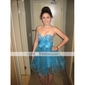 A-line Sweetheart Short/Mini Empire Taffeta And Tulle Cocktail Dress 