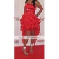 A-line Strapless Asymmetrical Organza Cocktail Dress
