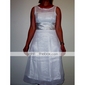 Sheath/ Column Scoop Tea-length Satin Chiffon Wedding Dress