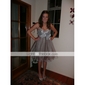 A-line Sweetheart Short/Mini Empire Taffeta And Tulle Cocktail Dress 