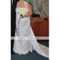 Trumpet/ Mermaid Halter Satin Wedding Dress with Removable Court Train