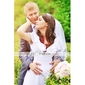 Sheath/ Column V-neck Floor-length Chiffon Elastic Satin Wedding Dress