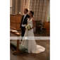 Chiffon Sheath/Column Wedding Dress with Beaded Embroidered and Button Back