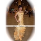 Trumpet/ Mermaid Off-the-shoulder Floor-length Satin And Tulle Evening Dress inspired by Heidi Klum at Golden Globe