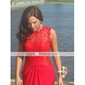 Sheath/Column Jewel Sweep/Brush Train Lace And Chiffon Evening Dress inspired by Eva La Rue at Golden Globe 