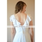 Sheath/ Column V-neck Floor-length Chiffon Elastic Satin Wedding Dress