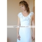 Sheath/ Column V-neck Floor-length Chiffon Elastic Satin Wedding Dress