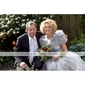 A-Line Satin Tulle Wedding Dress with Draped and Bow