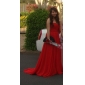 Chiffon A-line Off-the-shoulder Court Train Evening Dress inspired by Camilla Belle