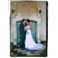A-line/ Princess Strapless Court Train Lace Over Satin Wedding Dress