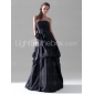 A-line Strapless Floor-length Taffeta Bridesmaid/ Wedding Party Dress With Pick-Ups Skirt