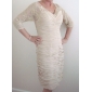 Sheath/ Column V-neck Knee-length Chiffon Lace Mother of the Bride Dress