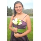 A-line Spaghetti Straps Sleeveless Floor-length Satin Junior Bridesmaid Dress 