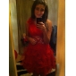 Ball Gown One Shoulder Short/ Mini Organza Elastic Woven Satin Cocktail Dress