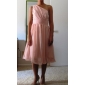 Sheath/ Column One Shoulder Knee-length Chiffon Over Elastic Satin Bridesmaid Dress