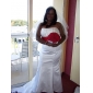 Trumpet/ Mermaid Sweetheart Court Train Satin Draped Wedding Dress