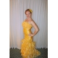 Trumpet/ Mermaid Strapless Floor-length Organza Taffeta Evening Dress