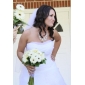A-line Sweetheart Court Train Organza Wedding Dress