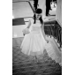 Audrey Hepburn Funny Face Ball Gown Bateau Knee-length Satin Tulle Wedding Dress