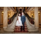 Audrey Hepburn Funny Face Ball Gown Bateau Knee-length Satin Tulle Wedding Dress