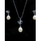14k White Gold Pink 10.5 - 11mm AA FW Pearl Necklace And Earrings Set