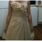 A-line Strapless Knee-length Chiffon Cocktail Dress With Flowers 