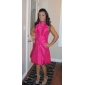 A-line V-neck Short/ Mini Taffeta Cocktail Dress With Ruffles 
