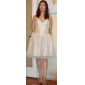 A-line Sweetheart Knee-length Stretch Satin Tulle Cocktail Dress