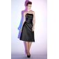 A-line Strapless Knee-length Satin Cocktail Dress