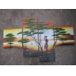 pintados a mano, pintura al óleo abstracta con el marco de estirado - juego de 4